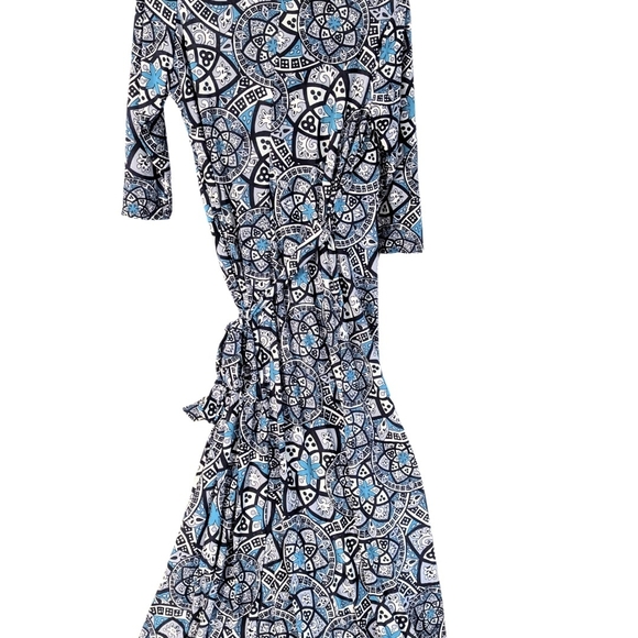 Teal Patterned Maxi Wrap Dress, size Large - Picture 2 of 6